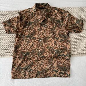 Abercrombie & Fitch Men's Paisley Print Shirt - Brown and Green